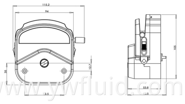 YWfluid Strong Chemical resistance Easy load peristaltic pump head Widely used in industry ,food,medical care etc